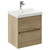 Montego Autumn Oak 500mm Wall Mounted Vanity Unit with 1 Tap Hole Slim Edge Basin and 2 Drawers Left Hand View