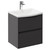 Montego Graphite Grey 500mm Wall Mounted Vanity Unit with 1 Tap Hole Curved Basin and 2 Drawers Left Hand View
