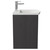 Montego Graphite Grey 500mm Wall Mounted Vanity Unit with 1 Tap Hole Curved Basin and 2 Drawers Side View