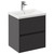 Montego Graphite Grey 500mm Wall Mounted Vanity Unit with 1 Tap Hole Basin and 2 Drawers Left Hand View