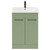 Napoli Olive Green 600mm Floor Standing Vanity Unit with 1 Tap Hole Basin and 2 Doors with Matt Black Handles Front View