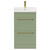 Napoli Olive Green 500mm Floor Standing Vanity Unit with 1 Tap Hole Basin and 2 Drawers with Brushed Brass Handles Front View