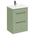 Napoli Olive Green 600mm Floor Standing Vanity Unit with 1 Tap Hole Basin and 2 Drawers with Gunmetal Grey Handles Left Hand View