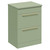 Napoli Olive Green 600mm Floor Standing Vanity Unit for Countertop Basins with 2 Drawers and Brushed Brass Handles Left Hand View