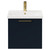 Napoli Deep Blue 500mm Wall Mounted Vanity Unit with 1 Tap Hole Basin and Single Drawer with Brushed Brass Handle Front View
