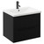 Napoli Nero Oak 600mm Wall Mounted Vanity Unit with 1 Tap Hole Basin and 2 Drawers with Matt Black Handles Left Hand View