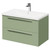 Napoli Olive Green 800mm Wall Mounted Vanity Unit with 1 Tap Hole Basin and 2 Drawers with Polished Chrome Handles Right Hand View