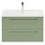 Napoli Olive Green 800mm Wall Mounted Vanity Unit with 1 Tap Hole Basin and 2 Drawers with Polished Chrome Handles Front View