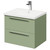 Napoli Olive Green 600mm Wall Mounted Vanity Unit with 1 Tap Hole Basin and 2 Drawers with Polished Chrome Handles Right Hand View