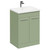Napoli Olive Green 600mm Floor Standing Vanity Unit with 1 Tap Hole Basin and 2 Doors with Polished Chrome Handles Left Hand View