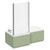 Loire 1700mm Left Hand L Shaped Shower Bath with Polished Chrome Bath Screen and Olive Green Front and End Bath Panels Left Hand View