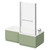 Loire 1700mm Right Hand L Shaped Shower Bath with Polished Chrome Towel Rail Bath Screen and Olive Green Front and End Bath Panels Right Hand View