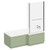 Loire 1700mm Right Hand L Shaped Shower Bath with Polished Chrome Towel Rail Bath Screen and Olive Green Front and End Bath Panels Left Hand View