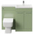 Napoli Combination Olive Green 1100mm Vanity Unit Toilet Suite with Right Hand L Shaped 1 Tap Hole Basin and 2 Doors with Polished Chrome Handles Front View