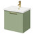 Napoli Olive Green 500mm Wall Mounted Vanity Unit with 1 Tap Hole Basin and Single Drawer with Brushed Brass Handle Right Hand View