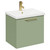 Napoli Olive Green 500mm Wall Mounted Vanity Unit with 1 Tap Hole Basin and Single Drawer with Brushed Brass Handle Left Hand View