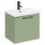 Napoli Olive Green 500mm Wall Mounted Vanity Unit with 1 Tap Hole Basin and Single Drawer with Matt Black Handle Left Hand View