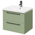 Napoli Olive Green 600mm Wall Mounted Vanity Unit with 1 Tap Hole Basin and 2 Drawers with Gunmetal Grey Handles Right Hand View