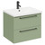 Napoli Olive Green 600mm Wall Mounted Vanity Unit with 1 Tap Hole Basin and 2 Drawers with Matt Black Handles Left Hand View