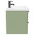 Napoli Olive Green 600mm Wall Mounted Vanity Unit with 1 Tap Hole Basin and 2 Drawers with Matt Black Handles Side View