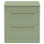 Napoli Olive Green 800mm Floor Standing Vanity Unit for Countertop Basins with 2 Drawers and Brushed Brass Handles Front View
