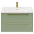 Napoli Olive Green 800mm Wall Mounted Vanity Unit with 1 Tap Hole Basin and 2 Drawers with Brushed Brass Handles Front View