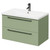 Napoli Olive Green 800mm Wall Mounted Vanity Unit with 1 Tap Hole Basin and 2 Drawers with Gunmetal Grey Handles Right Hand View