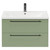 Napoli Olive Green 800mm Wall Mounted Vanity Unit with 1 Tap Hole Basin and 2 Drawers with Gunmetal Grey Handles Front View