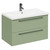 Napoli Olive Green 800mm Wall Mounted Vanity Unit with 1 Tap Hole Basin and 2 Drawers with Gunmetal Grey Handles Left Hand View