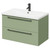 Napoli Olive Green 800mm Wall Mounted Vanity Unit with 1 Tap Hole Basin and 2 Drawers with Matt Black Handles Right Hand View