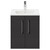 Horizon Graphite Grey 500mm Wall Mounted Vanity Unit with 1 Tap Hole Minimalist Basin and 2 Doors with Polished Chrome Handles Front View