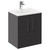 Horizon Graphite Grey 500mm Wall Mounted Vanity Unit with 1 Tap Hole Minimalist Basin and 2 Doors with Polished Chrome Handles Left Hand View