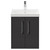 Horizon Graphite Grey 500mm Wall Mounted Vanity Unit with 1 Tap Hole Slim Edge Basin and 2 Doors with Polished Chrome Handles Front View