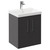 Horizon Graphite Grey 500mm Wall Mounted Vanity Unit with 1 Tap Hole Slim Edge Basin and 2 Doors with Polished Chrome Handles Left Hand View