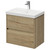 Montego Autumn Oak 600mm Wall Mounted Vanity Unit with 1 Tap Hole Slim Edge Basin and 2 Drawers Right Hand View