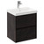 Montego Metallic Slate 500mm Wall Mounted Vanity Unit with 1 Tap Hole Slim Edge Basin and 2 Drawers Left Hand View