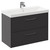Horizon Graphite Grey 800mm Wall Mounted Vanity Unit with 1 Tap Hole Slim Edge Basin and 2 Drawers with Polished Chrome Handles Left Hand View