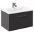 Horizon Graphite Grey 600mm Wall Mounted Vanity Unit with 1 Tap Hole Minimalist Basin and Single Drawer with Polished Chrome Handle Left Hand View