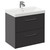 Horizon Graphite Grey 600mm Wall Mounted Vanity Unit with 1 Tap Hole Slim Edge Basin and 2 Drawers with Polished Chrome Handles Left Hand View