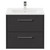 Horizon Graphite Grey 600mm Wall Mounted Vanity Unit with 1 Tap Hole Minimalist Basin and 2 Drawers with Polished Chrome Handles Front View