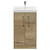 Horizon Autumn Oak 500mm Floor Standing Vanity Unit with 1 Tap Hole Slim Edge Basin and 2 Doors with Polished Chrome Handles View from Front