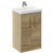 Horizon Autumn Oak 500mm Floor Standing Vanity Unit with 1 Tap Hole Slim Edge Basin and 2 Doors with Polished Chrome Handles Left Hand View