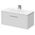 Horizon White Ash 800mm Wall Mounted Vanity Unit with 1 Tap Hole Minimalist Basin and Single Drawer with Polished Chrome Handle Right Hand View