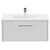 Horizon White Ash 800mm Wall Mounted Vanity Unit with 1 Tap Hole Minimalist Basin and Single Drawer with Polished Chrome Handle View from Front