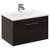 Horizon Metallic Slate 600mm Wall Mounted Vanity Unit with 1 Tap Hole Minimalist Basin and Single Drawer with Polished Chrome Handle Left Hand View