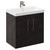 Horizon Metallic Slate 600mm Wall Mounted Vanity Unit with 1 Tap Hole Slim Edge Basin and 2 Doors with Polished Chrome Handles Left Hand View