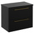 Napoli 390 Nero Oak 600mm Wall Mounted Vanity Unit for Countertop Basins with 2 Drawers and Brushed Brass Handles Left Hand View