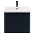 Napoli Deep Blue 600mm Wall Mounted Vanity Unit with 1 Tap Hole Basin and 2 Drawers with Gunmetal Grey Handles Front View