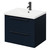 Napoli Deep Blue 600mm Wall Mounted Vanity Unit with 1 Tap Hole Basin and 2 Drawers with Matt Black Handles Right Hand View