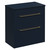 Napoli Deep Blue 800mm Floor Standing Vanity Unit for Countertop Basins with 2 Drawers and Brushed Brass Handles Left Hand View